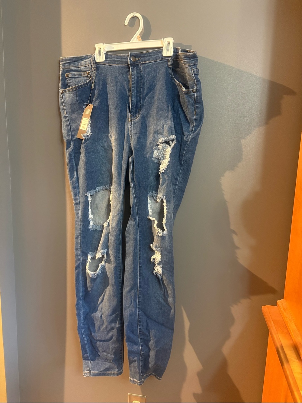 Fashion Nova Distressed Dark Blue Ripped Jeggings